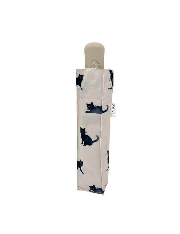 Ombrello pieghevole automatico decorato con gatti, include astuccio, con 8 raggi, antivento